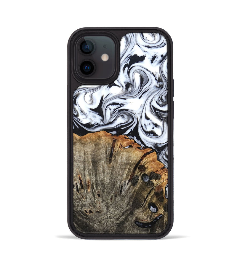 iPhone 12 Wood Phone Case - Katelin (Black & White, 824965)