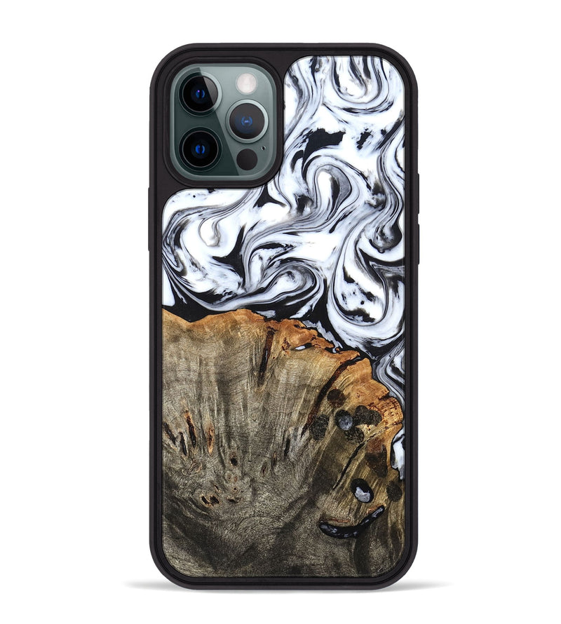 iPhone 12 Pro Max Wood Phone Case - Katelin (Black & White, 824965)
