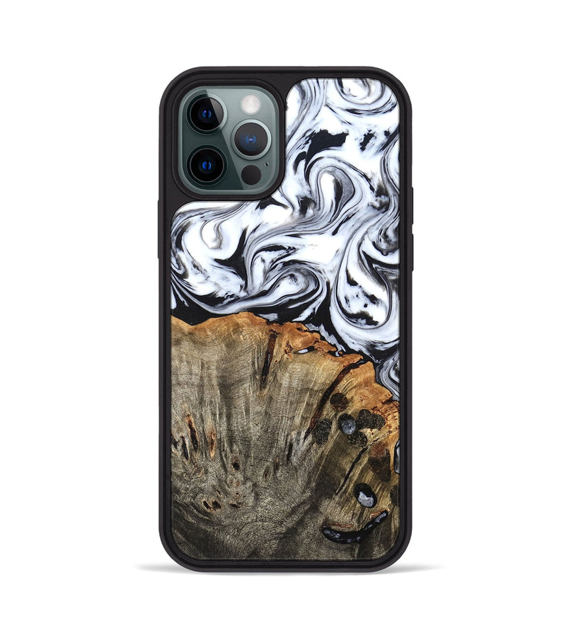 iPhone 12 Pro Wood Phone Case - Katelin (Black & White, 824965)