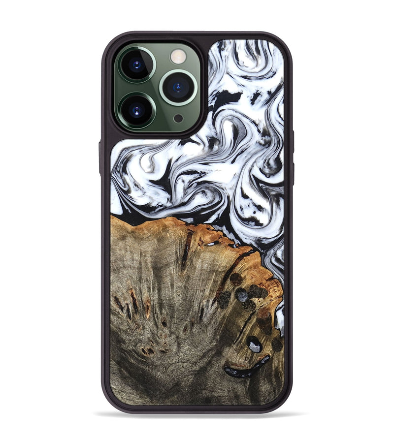 iPhone 13 Pro Max Wood Phone Case - Katelin (Black & White, 824965)