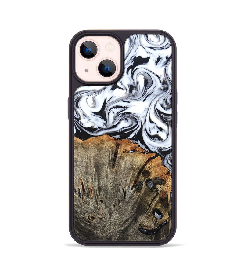 iPhone 14 Wood Phone Case - Katelin (Black & White, 824965)