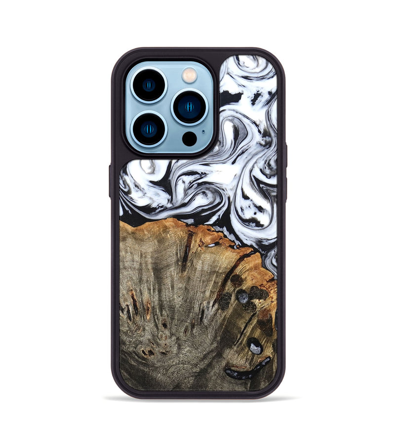 iPhone 14 Pro Wood Phone Case - Katelin (Black & White, 824965)