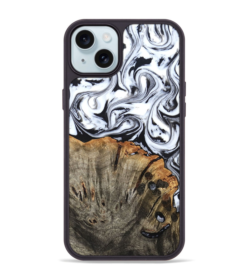 iPhone 15 Plus Wood Phone Case - Katelin (Black & White, 824965)