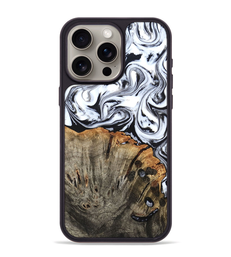 iPhone 15 Pro Max Wood Phone Case - Katelin (Black & White, 824965)
