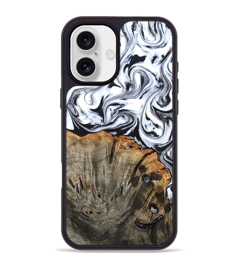 iPhone 16 Plus Wood Phone Case - Katelin (Black & White, 824965)