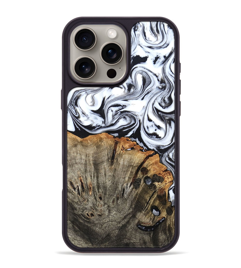 iPhone 16 Pro Max Wood Phone Case - Katelin (Black & White, 824965)
