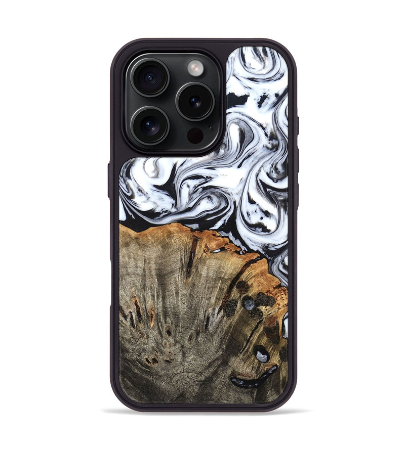 iPhone 16 Pro Wood Phone Case - Katelin (Black & White, 824965)