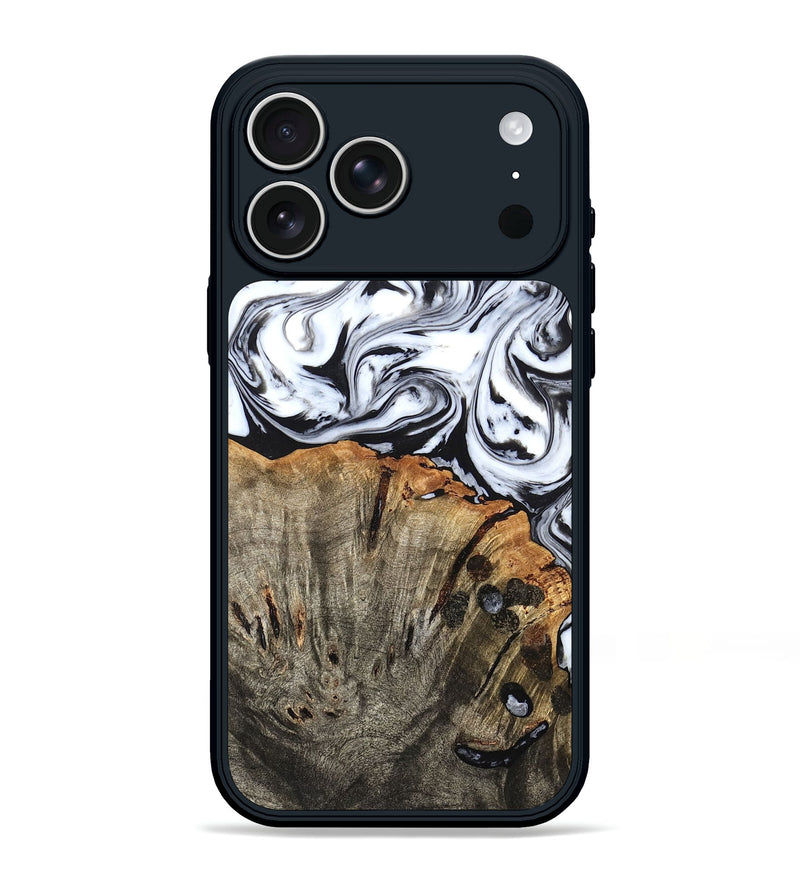 iPhone 17 Pro Max Wood Phone Case - Katelin (Black & White, 824965)
