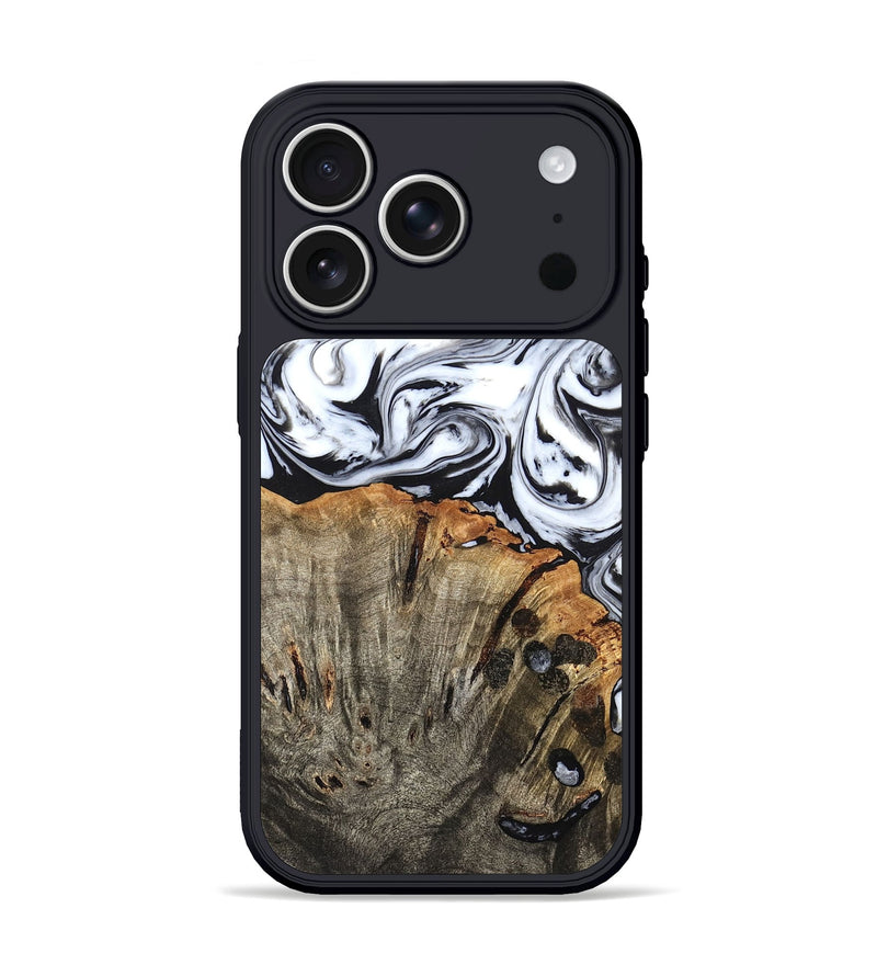 iPhone 17 Pro Wood Phone Case - Katelin (Black & White, 824965)