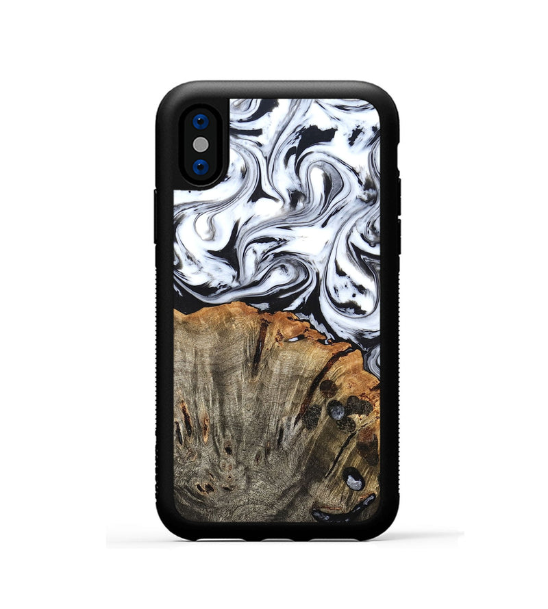 iPhone Xs Wood Phone Case - Katelin (Black & White, 824965)
