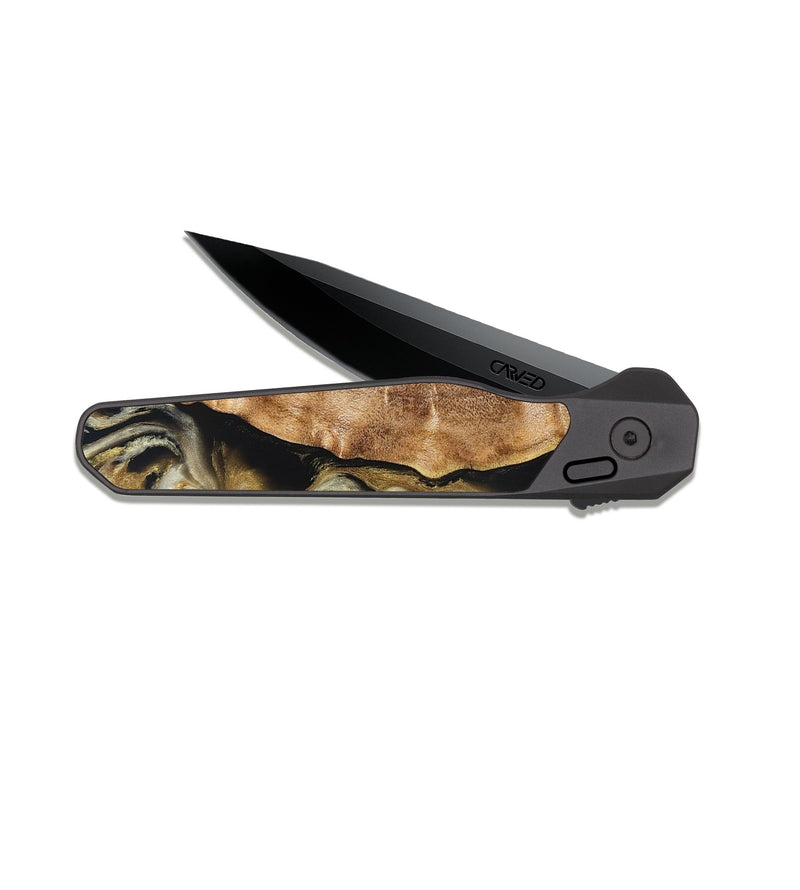 EDC Dark Slate Wood Pocket Knife - Olivia (Black & White, 824967)