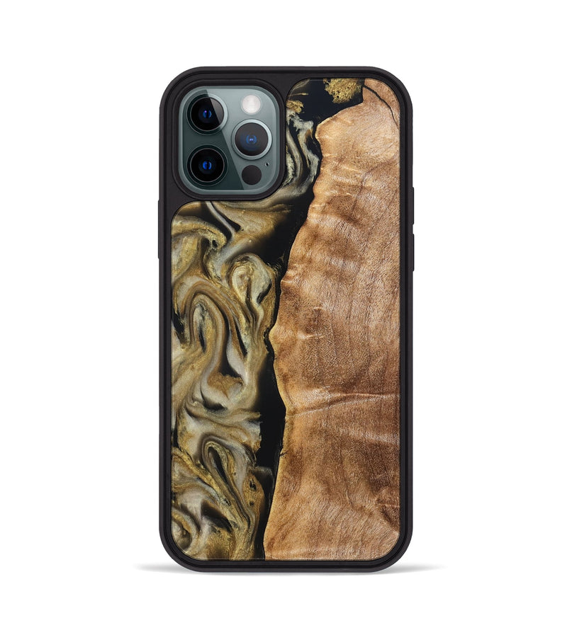 iPhone 12 Pro Wood Phone Case - Olivia (Black & White, 824967)