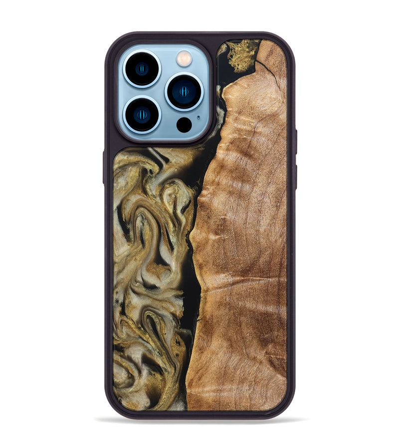 iPhone 14 Pro Max Wood Phone Case - Olivia (Black & White, 824967)
