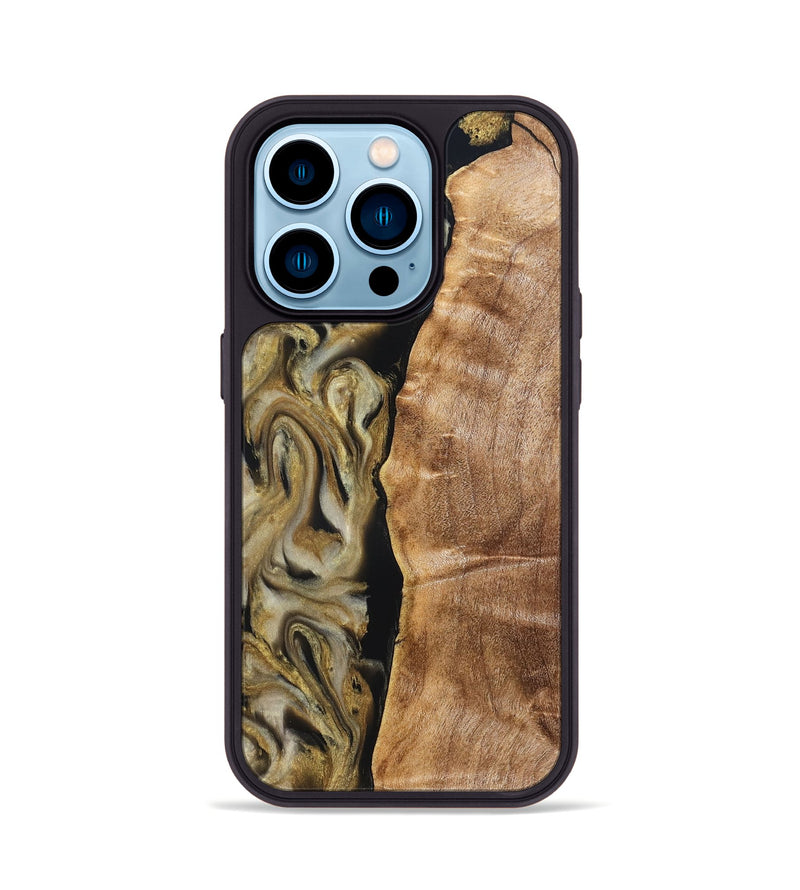 iPhone 14 Pro Wood Phone Case - Olivia (Black & White, 824967)