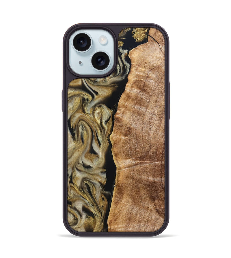 iPhone 15 Wood Phone Case - Olivia (Black & White, 824967)