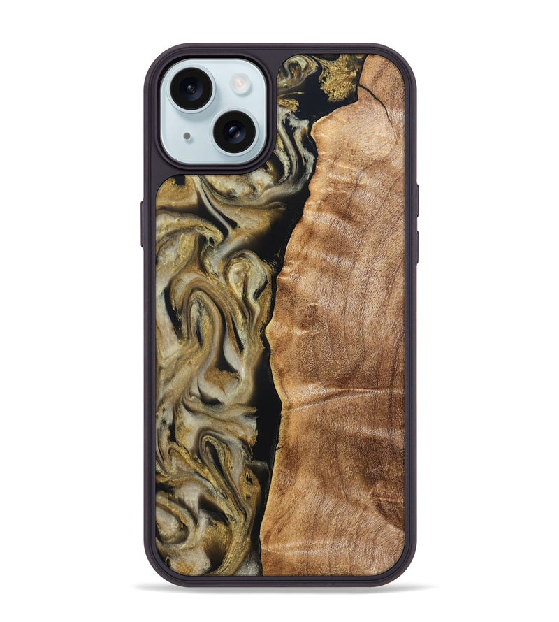 iPhone 15 Plus Wood Phone Case - Olivia (Black & White, 824967)