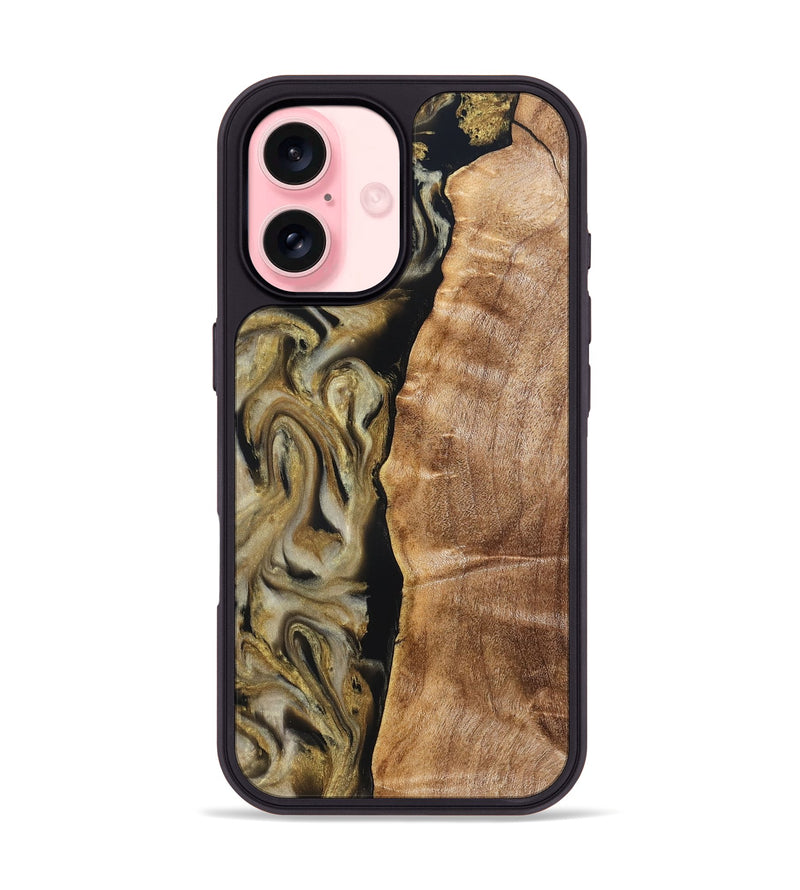 iPhone 16 Wood Phone Case - Olivia (Black & White, 824967)