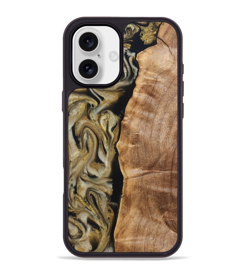 iPhone 16 Plus Wood Phone Case - Olivia (Black & White, 824967)