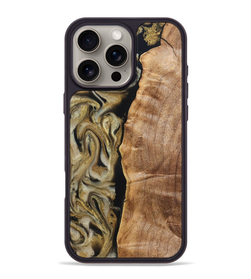 iPhone 16 Pro Max Wood Phone Case - Olivia (Black & White, 824967)