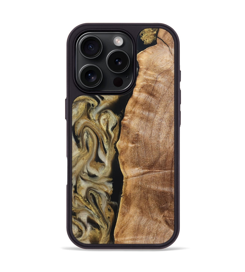 iPhone 16 Pro Wood Phone Case - Olivia (Black & White, 824967)