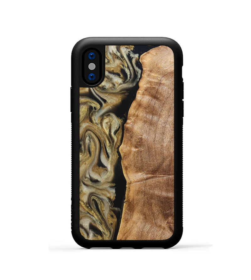 iPhone Xs Wood Phone Case - Olivia (Black & White, 824967)