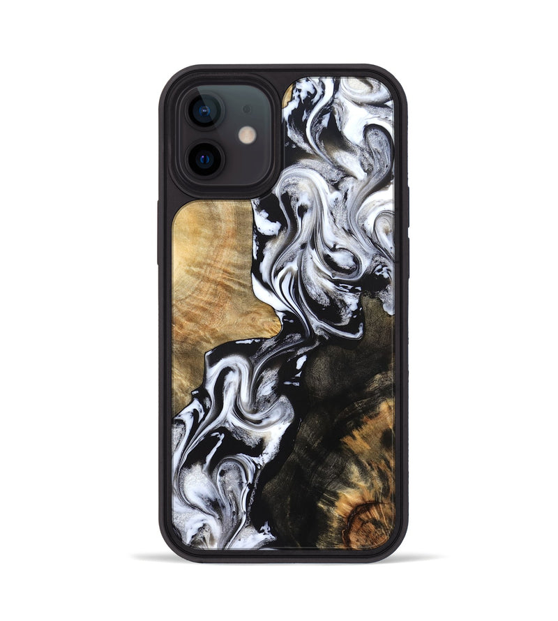 iPhone 12 Wood Phone Case - Jaelyn (Black & White, 824968)