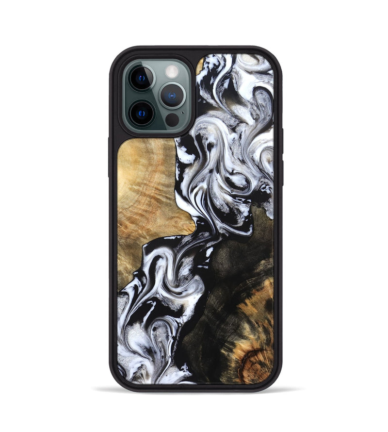 iPhone 12 Pro Wood Phone Case - Jaelyn (Black & White, 824968)