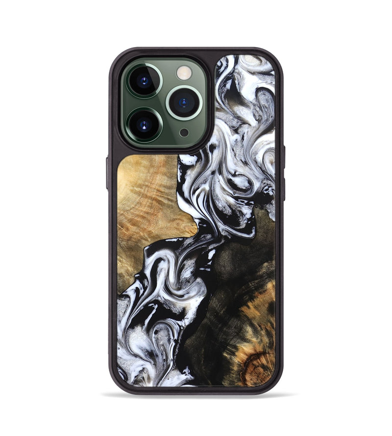 iPhone 13 Pro Wood Phone Case - Jaelyn (Black & White, 824968)