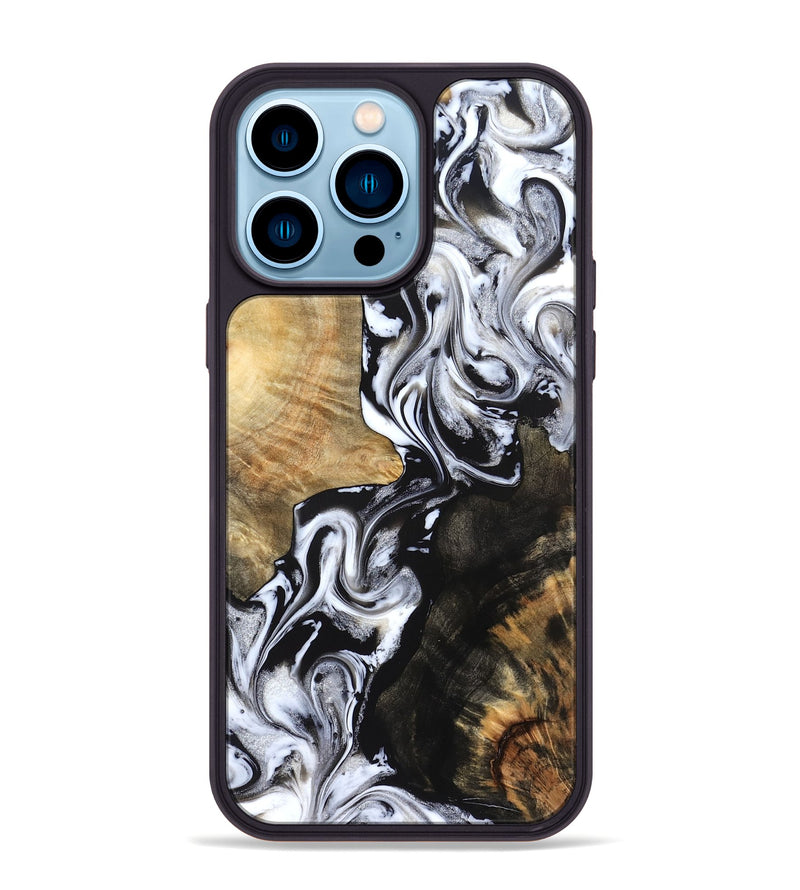 iPhone 14 Pro Max Wood Phone Case - Jaelyn (Black & White, 824968)