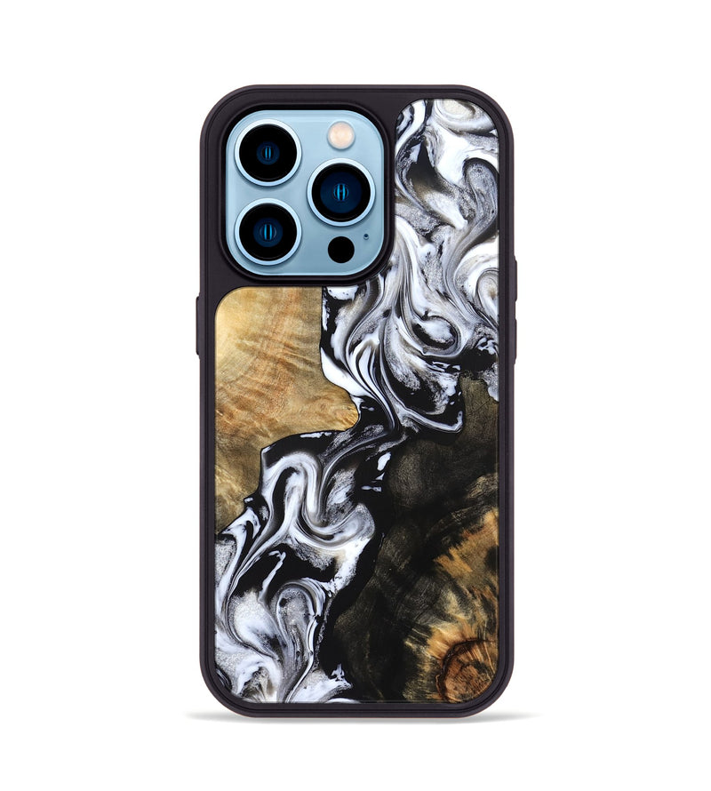 iPhone 14 Pro Wood Phone Case - Jaelyn (Black & White, 824968)
