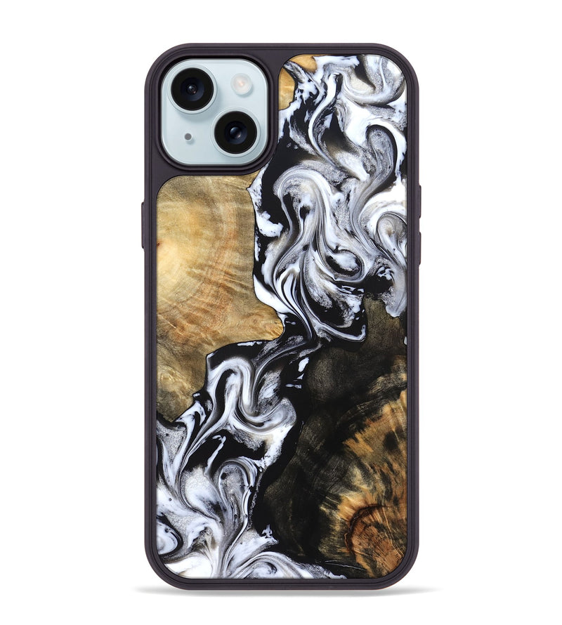 iPhone 15 Plus Wood Phone Case - Jaelyn (Black & White, 824968)