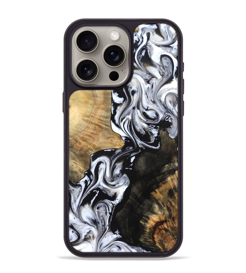 iPhone 15 Pro Max Wood Phone Case - Jaelyn (Black & White, 824968)