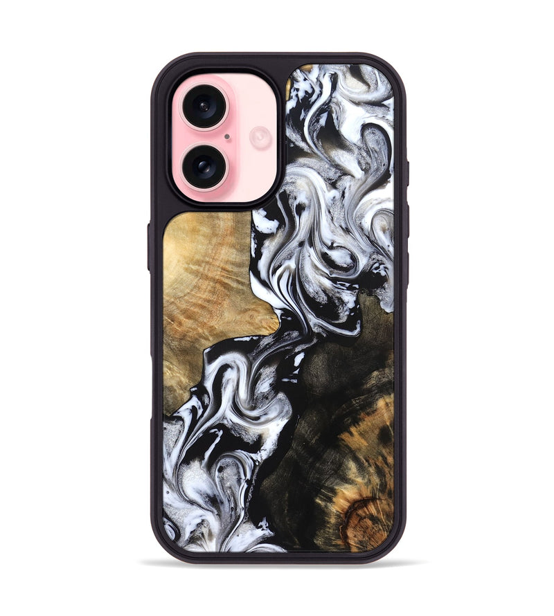 iPhone 16 Wood Phone Case - Jaelyn (Black & White, 824968)