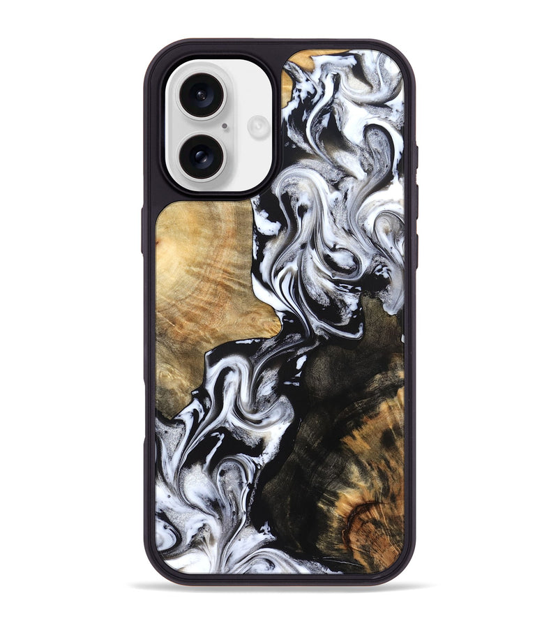 iPhone 16 Plus Wood Phone Case - Jaelyn (Black & White, 824968)