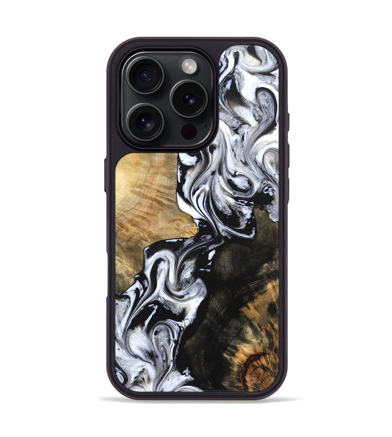 iPhone 16 Pro Wood Phone Case - Jaelyn (Black & White, 824968)