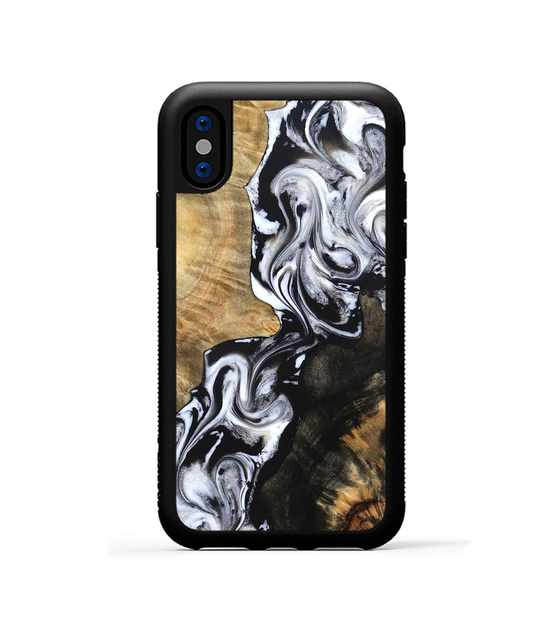 iPhone Xs Wood Phone Case - Jaelyn (Black & White, 824968)