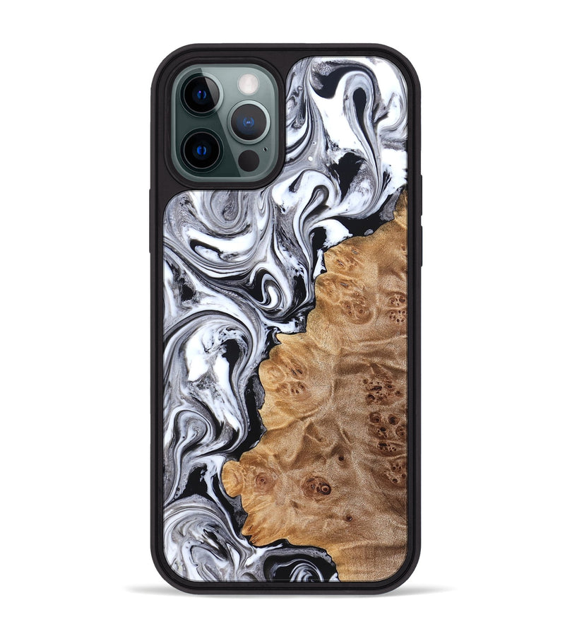 iPhone 12 Pro Max Wood Phone Case - Malcolm (Black & White, 824969)