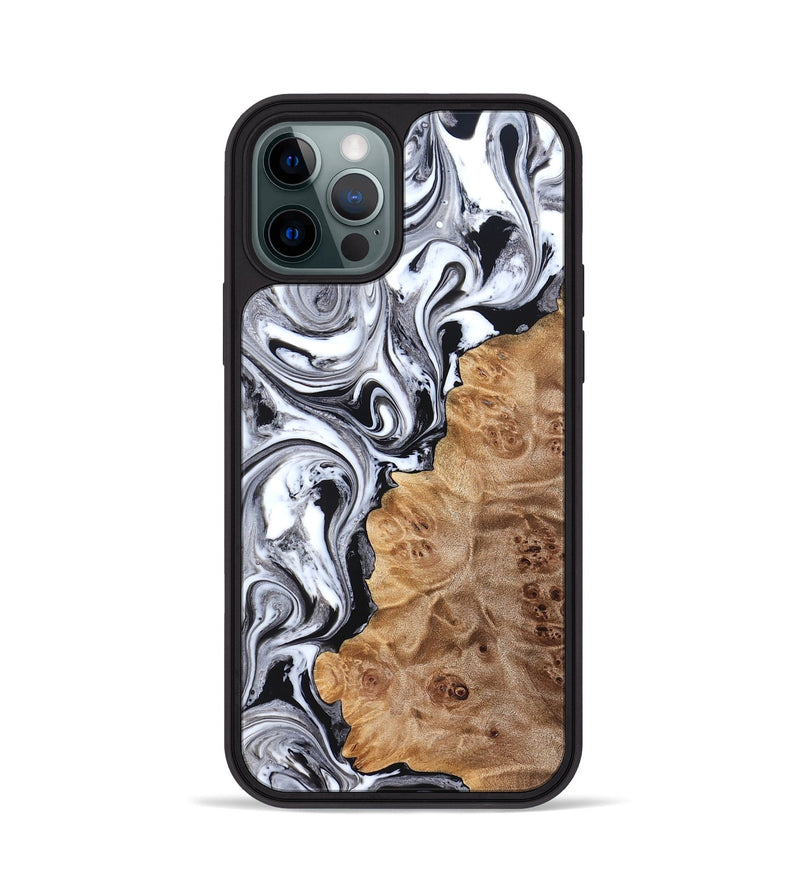 iPhone 12 Pro Wood Phone Case - Malcolm (Black & White, 824969)