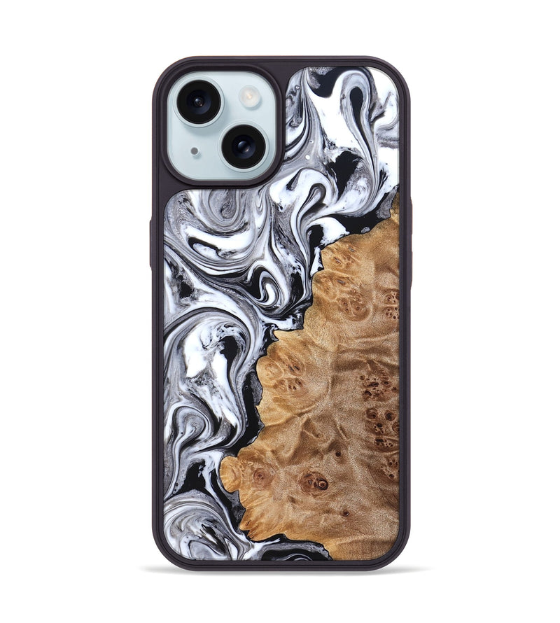 iPhone 15 Wood Phone Case - Malcolm (Black & White, 824969)