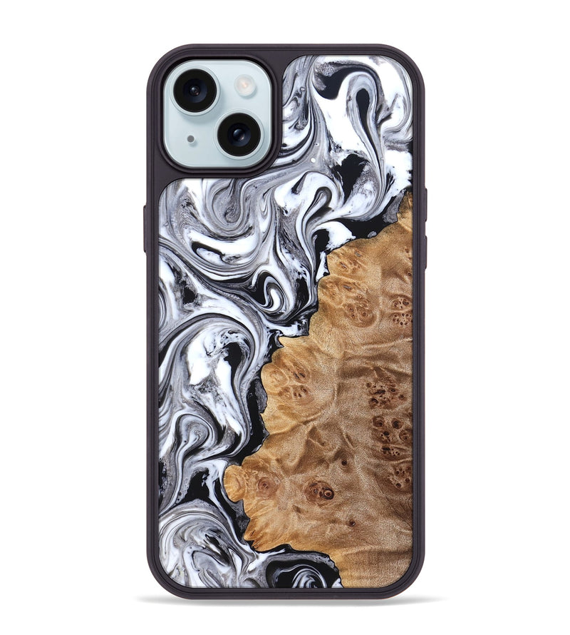 iPhone 15 Plus Wood Phone Case - Malcolm (Black & White, 824969)
