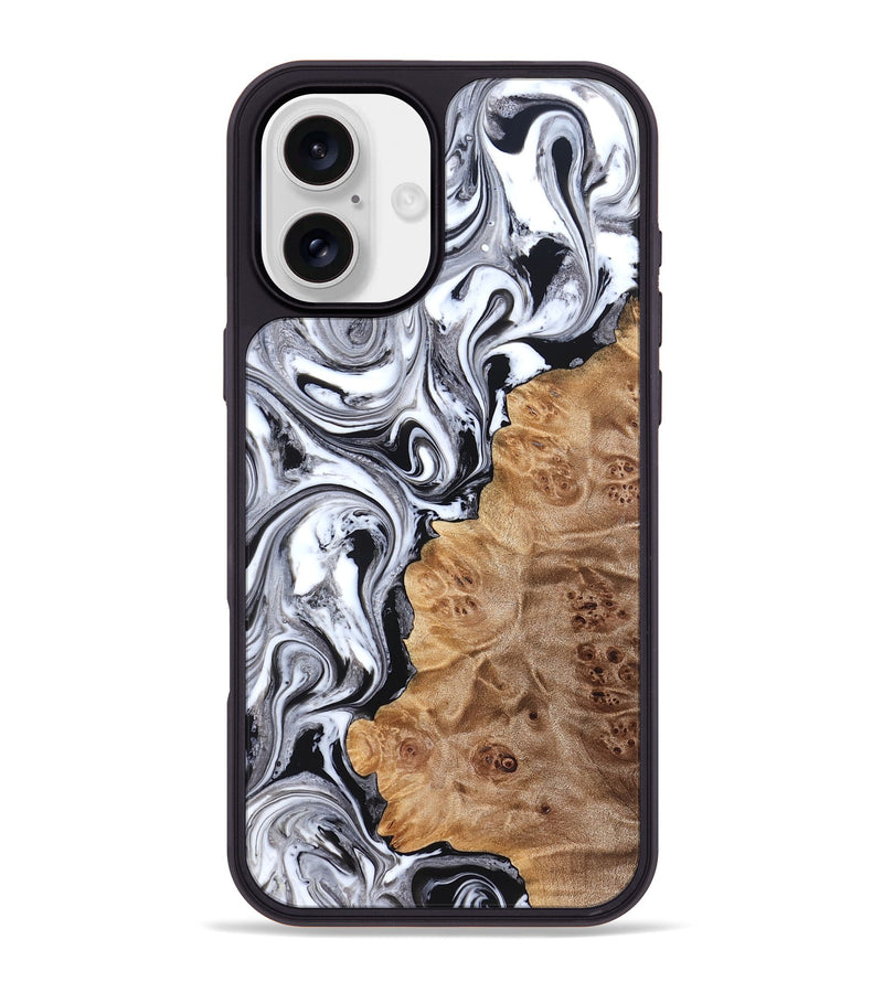iPhone 16 Plus Wood Phone Case - Malcolm (Black & White, 824969)