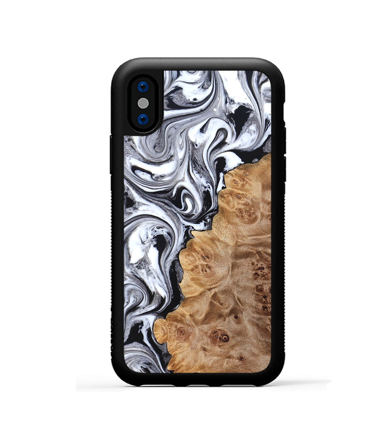 iPhone Xs Wood Phone Case - Malcolm (Black & White, 824969)