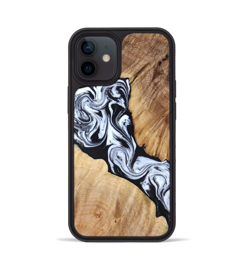 iPhone 12 Wood Phone Case - Layla (Black & White, 824970)