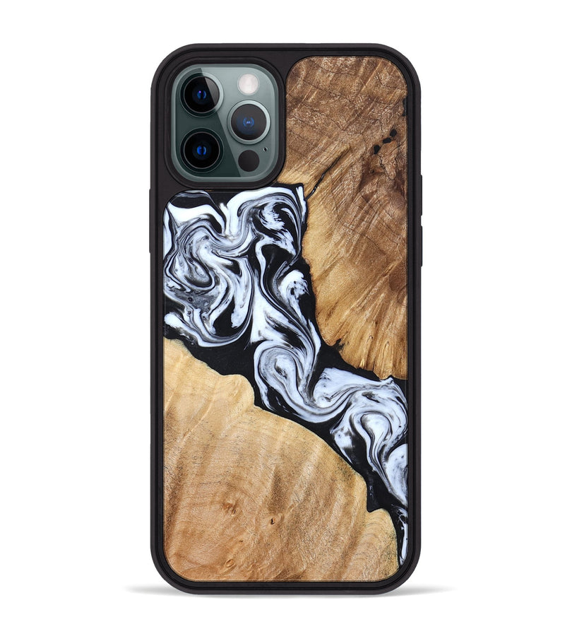 iPhone 12 Pro Max Wood Phone Case - Layla (Black & White, 824970)