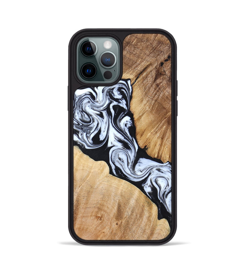 iPhone 12 Pro Wood Phone Case - Layla (Black & White, 824970)