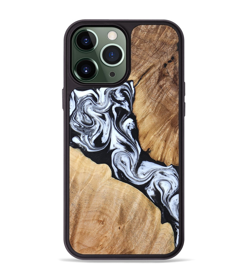 iPhone 13 Pro Max Wood Phone Case - Layla (Black & White, 824970)
