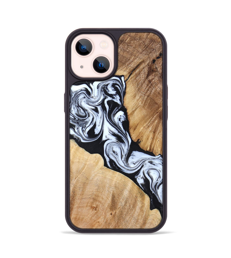 iPhone 14 Wood Phone Case - Layla (Black & White, 824970)