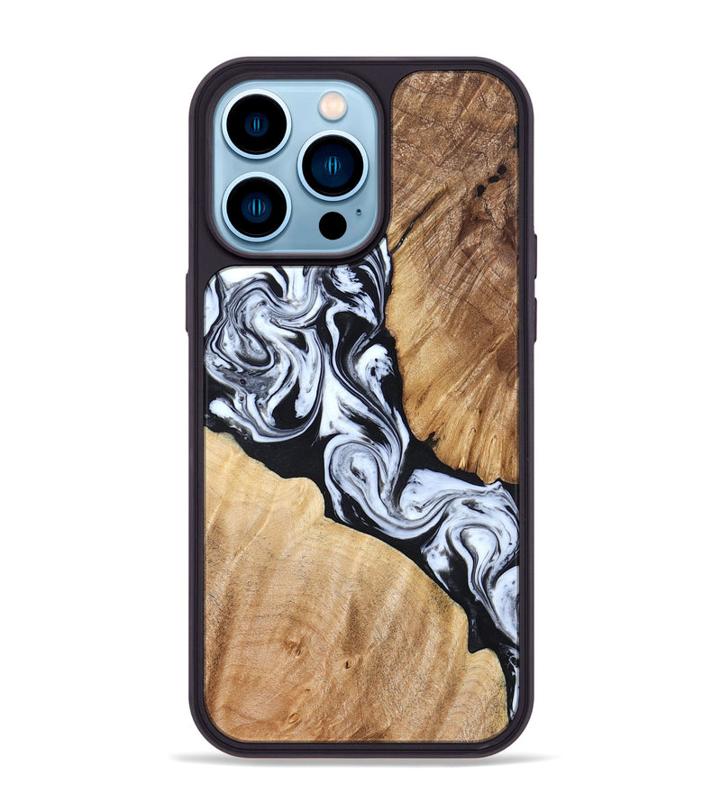 iPhone 14 Pro Max Wood Phone Case - Layla (Black & White, 824970)