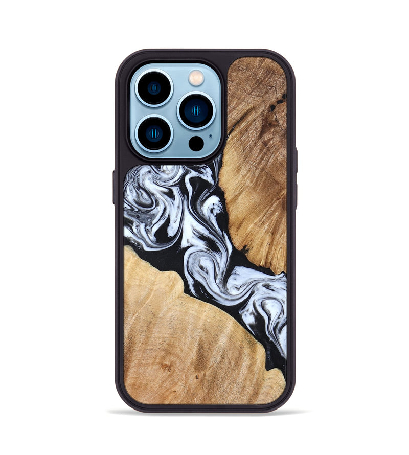 iPhone 14 Pro Wood Phone Case - Layla (Black & White, 824970)
