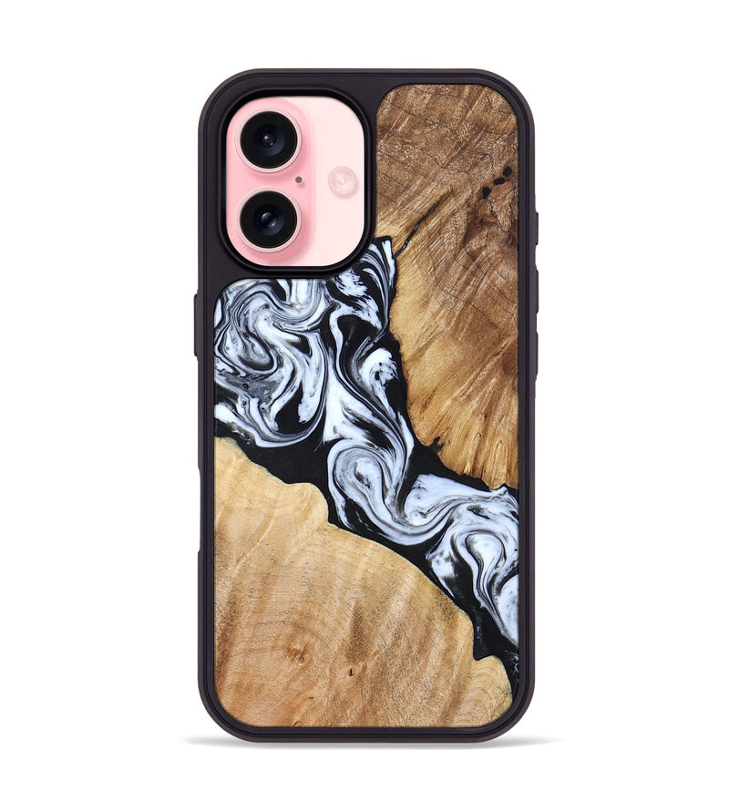 iPhone 16 Wood Phone Case - Layla (Black & White, 824970)